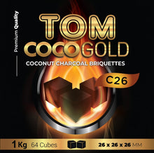 Load image into Gallery viewer, Tom Coco - Gold - 1KG Coal - 26mm Cube - Shisha Daddy NZ Limited